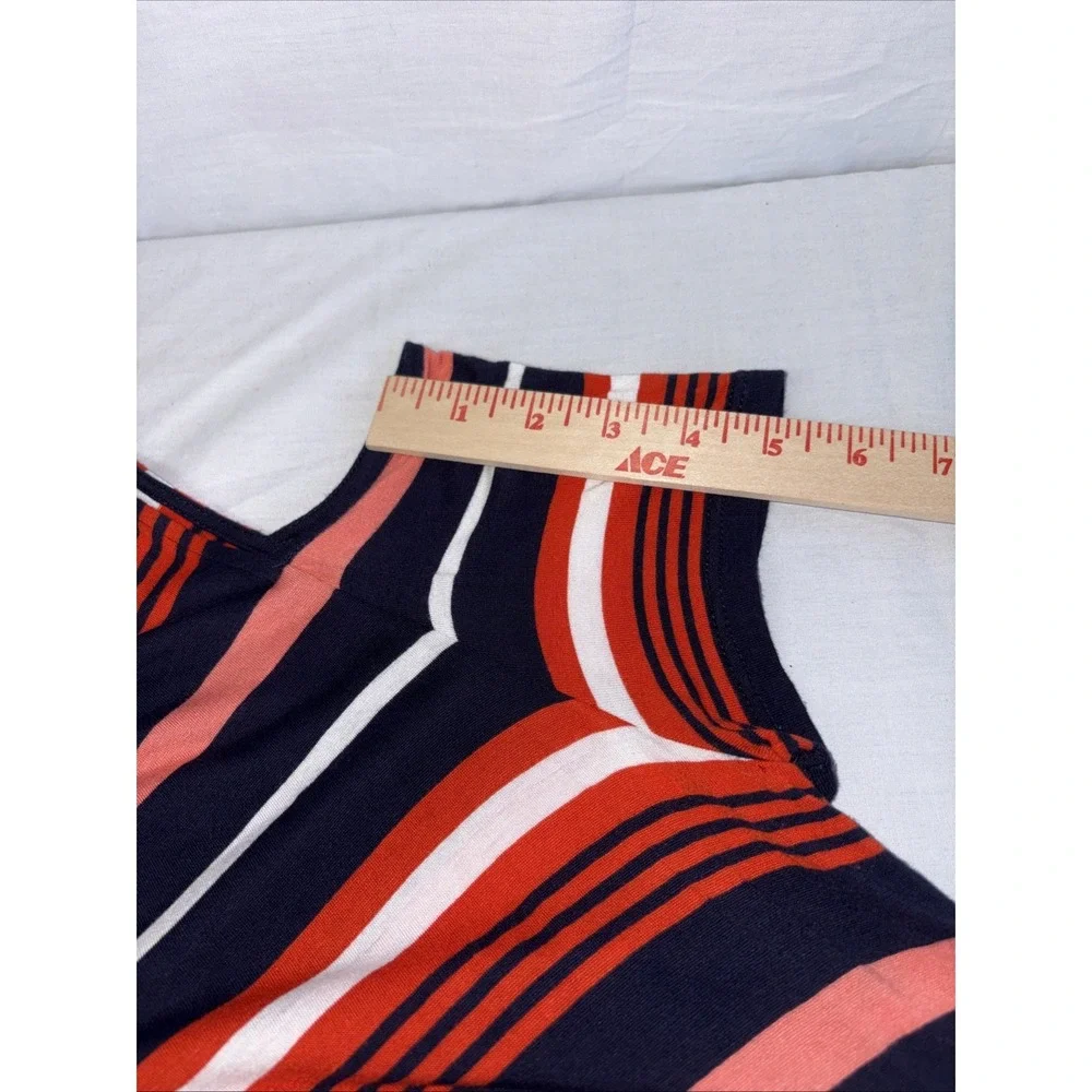 Michael Kors Cold Shoulder Striped Dress Orange Blue White Womens Small